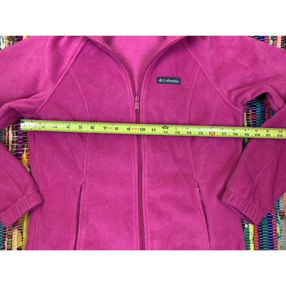 Columbia Fleece Jacket Womens Small S Pink Full Zip Mock Neck Sweatshirt Pockets - Picture 7 of 10
